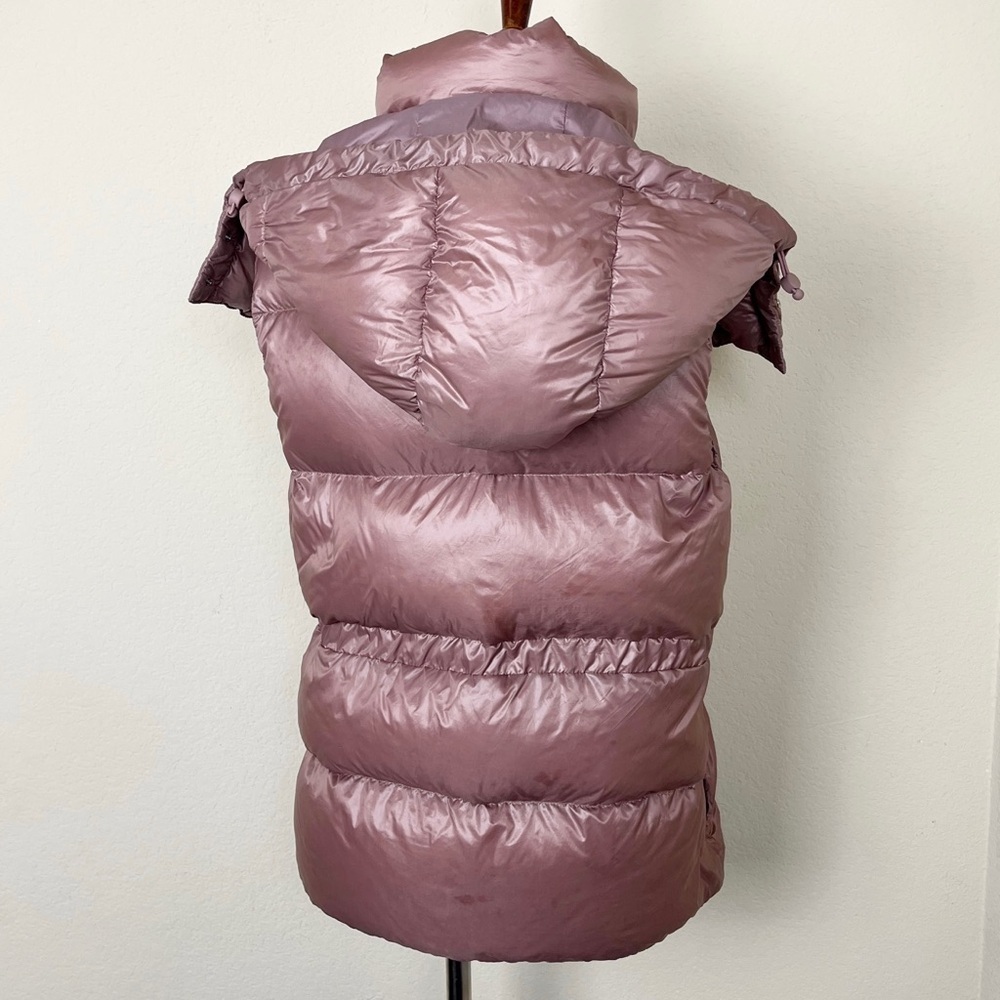 Athleta Lofty Down Puffer Vest Dogwood Mauve Hooded - Picture 11 of 16